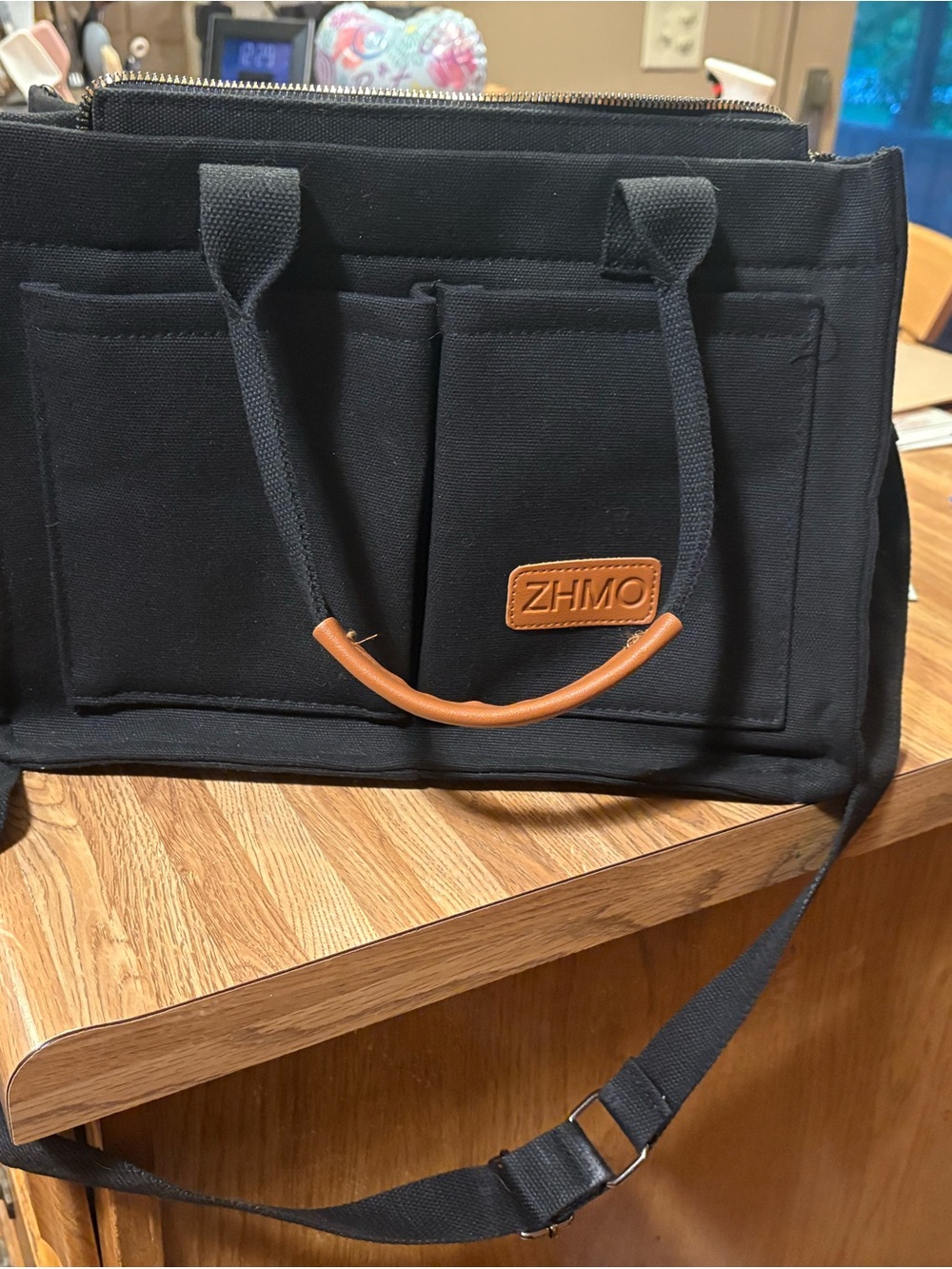 NEW Black Canvas Crossbody Tote Bag